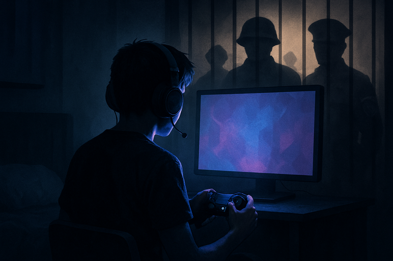 20250829 1245 Digital Dystopia Encounter simple compose 01k3tt98hqehqaekjw4jdj1010